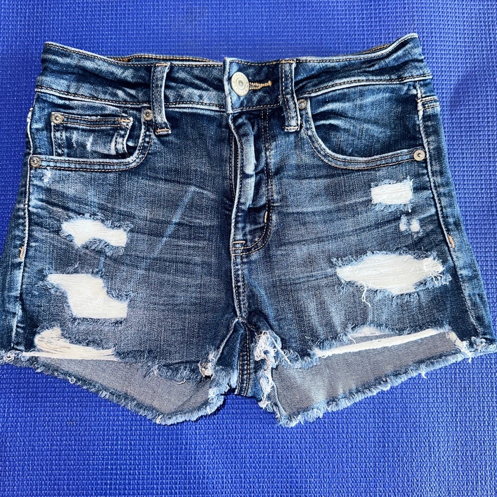 American Eagle Blue Distressed Jean Shorts